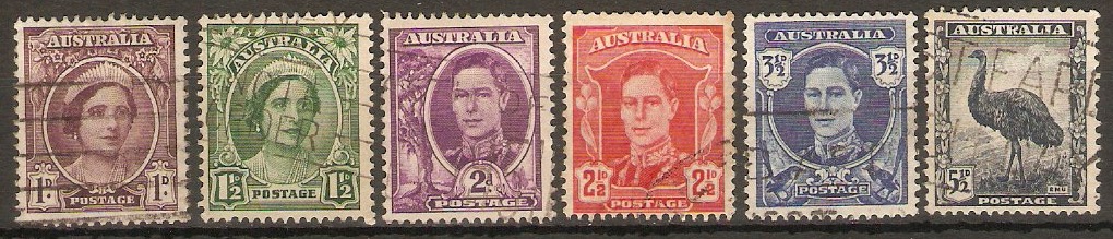 Australia 1942 KGVI Definitives set. SG203-SG208.
